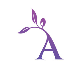 Grape Vine Monogram Logo Letter A
