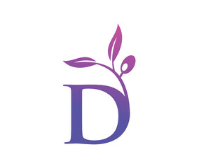 Grape Vine Monogram Logo Letter D