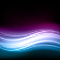 Electric illuminated spotlight multicolored horizontal waves abstract gradient motion flow decorative design realistic background vector illustration. Curved fluid stream neon glow blurred wavy liquid