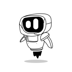 Robot character hand drawn doodle design vector