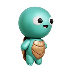 turtle animal characters. Cartoon cute turtle 3D illustration isolated in white background