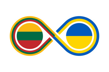 the concept of harmony icon. lithuania and ukraine flags. vector illustration isolated on white background - obrazy, fototapety, plakaty