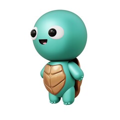 turtle animal characters. Cartoon cute turtle 3D illustration isolated in white background