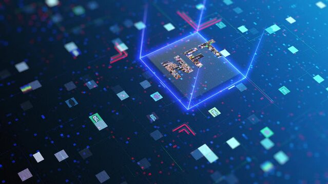 NFT digital artwork technology. Non-fungible token pixel animation