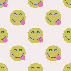 Seamless vector facial expression pattern. Repeat chat smiles background for fabric, textile, wrapping, cover etc.