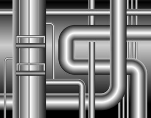 background with metal pipes, vector illustration 