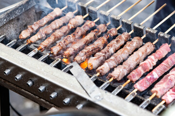 skewers with sheep meat called 