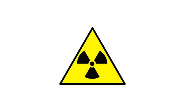 A radiation sign in triangle shape, hazard symbol isolated on white background