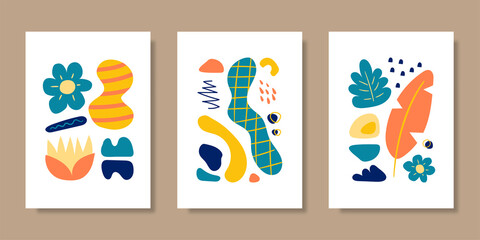 Cover template collection with hand drawn organic shapes. Vector illustration