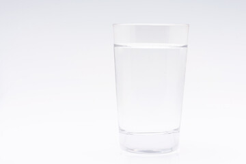 Glass water liquid on white background