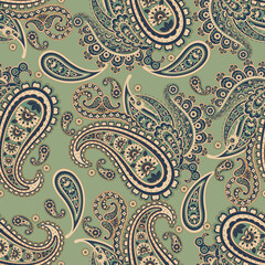 Paisley Floral oriental ethnic Pattern. Vector Seamless Ornamental Indian fabric patterns.