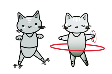 Funny animals. Little kittens. Vector image in cartoon style. Color image.