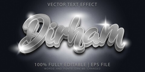 Dirham metal silver Editable Text Effect