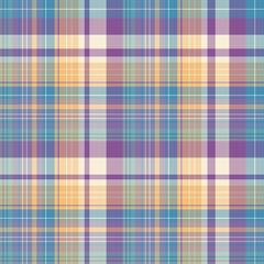 Seamless pattern in stylish blue, violet and orange colors for plaid, fabric, textile, clothes, tablecloth and other things. Vector image.