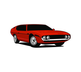 American 70s customized muscle car. Vector EPS10 isolated, separated layers, quick repaint