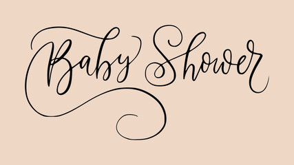 Baby Shower word vector illustration for t shirt design with slogan. Vector illustration design for prints. Hand drawn phrase. Calligraphy print design for, t shirt, baby clothes, mugs.