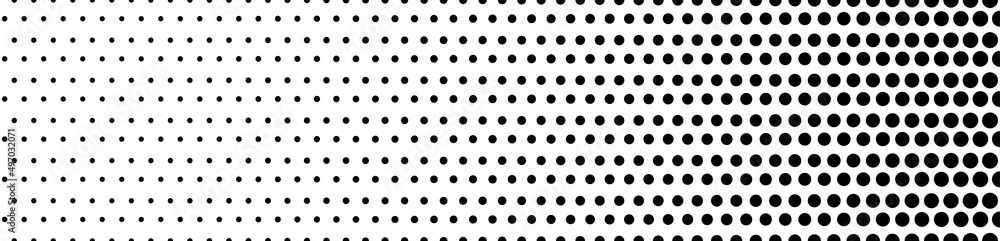 Poster halftone dots pattern. black texture on white background. horizontal retro dots. graphic geometric c