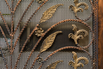 Close-up view of a house wrought iron gate