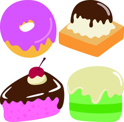 Collection of delicious dessert element creation, Tasty food illustration graphic design.