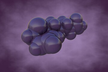 Space-filling molecular model of biotin or vitamin B7, a crucial nutrient during pregnancy important for embryonic growth. Scientific background. 3d illustration