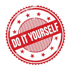 DO IT YOURSELF text written on red grungy round stamp.