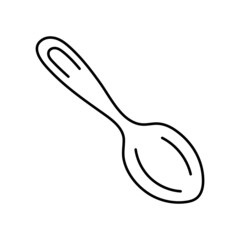 Spoon. Kitchenware sketch. Doodle line vector kitchen utensil and tool. Cutlery