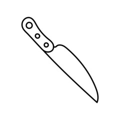 Knife. Kitchenware sketch. Doodle line vector kitchen utensil and tool. Cutlery