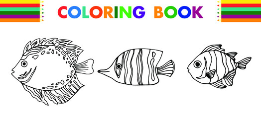 Cartoon fish coloring book