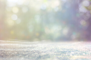background of abstract gold, blue and silver glitter lights. defocused