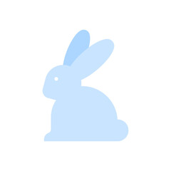 Minimalist icon bunny. Pale blue color. For greeting card, poster, banner. Vector illustration, flat design
