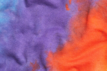 Abstract tie dye multicolor folded fabric cloth Boho pattern texture for background or groovy...