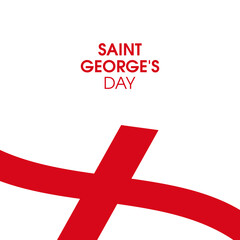 Obraz premium Saint George's Day Poster with St. George's flag vector. Waving abstract St. George's flag isolated on a white background vector. A red cross on a white field. Important day