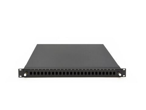 Fiber Optic Patch Panel on isolated white background