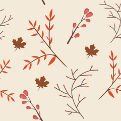 Seamless Pattern of Colorful Leaves