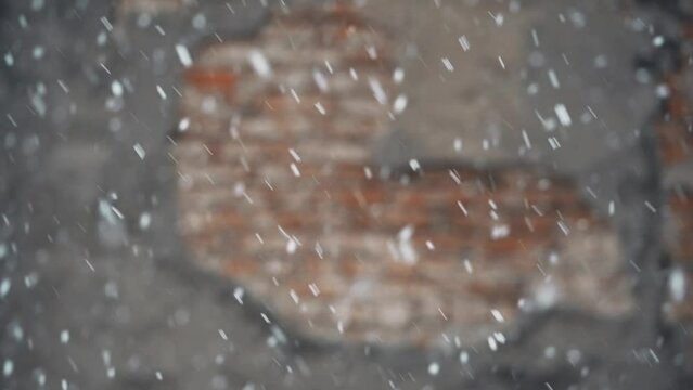 Footage of some falling snowflakes on a winter day.