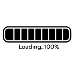 100% download waiting tube black line icon