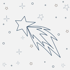 comet doodle drawing on starry sky background vector