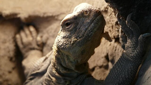 Egyptian spiny-tailed lizard (Uromastyx aegyptia) basking