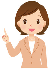 スーツ姿の女性　ビジネス　指差し説明する女性