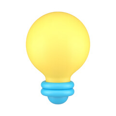Yellow glowing light bulb electric lighting or business innovation idea inspiration 3d icon vector