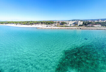 Aerial view of Maria Pia beach clear water
