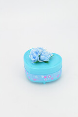 Heart shape gift and jewelry box isolated on white background.