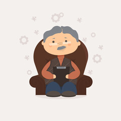 A vector illustration of a psychologist on a light background, simple and flat character