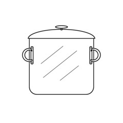 Pot line icon. Soup food kitchen. Vector ilustration