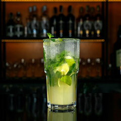 Cocktails at the bar in a nightclub
