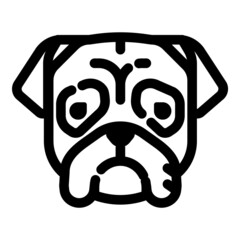 Pug Flat Icon Isolated On White Background