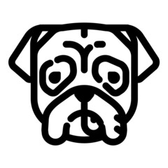 Pug Flat Icon Isolated On White Background