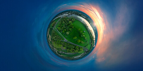 little planet rhine meadows worms germany