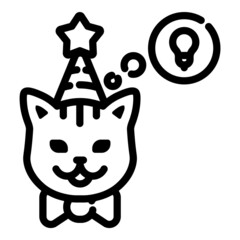 Cat Idea Flat Icon Isolated On White Background