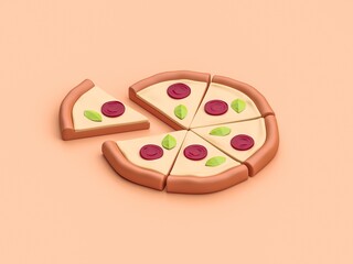 3D Isolated Pizza. 3D render